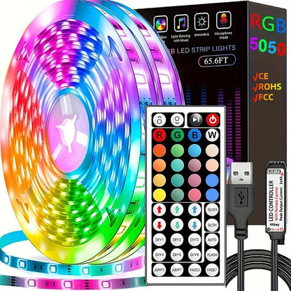 Smart RGB LED Strip Lights – Music Sync, App & Remote Control, Ultra-Long Customizable Mood Lighting