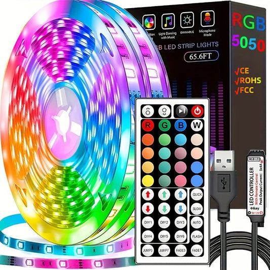 Smart RGB LED Strip Lights – Music Sync, App & Remote Control, Ultra-Long Customizable Mood Lighting