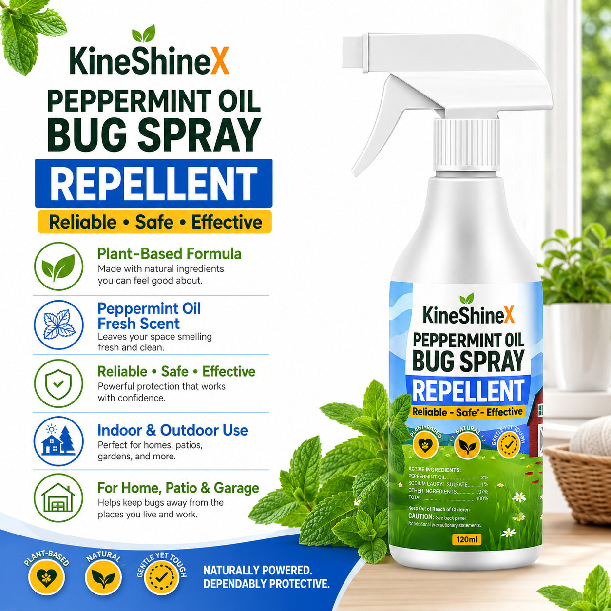 Reliant Pet Peppermint Oil Bug Spray 16oz Safe for Kids & Pets
