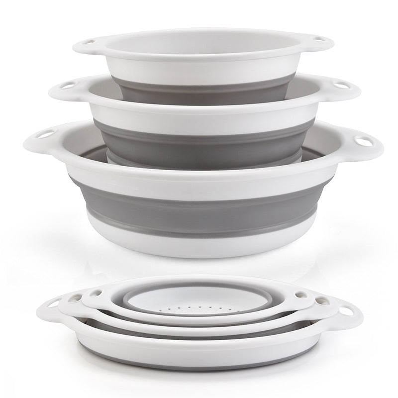 🥗 3-Piece Collapsible Colander Set – Foldable Space-Saving Kitchen Strainers
