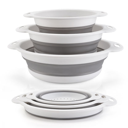 🥗 3-Piece Collapsible Colander Set – Foldable Space-Saving Kitchen Strainers