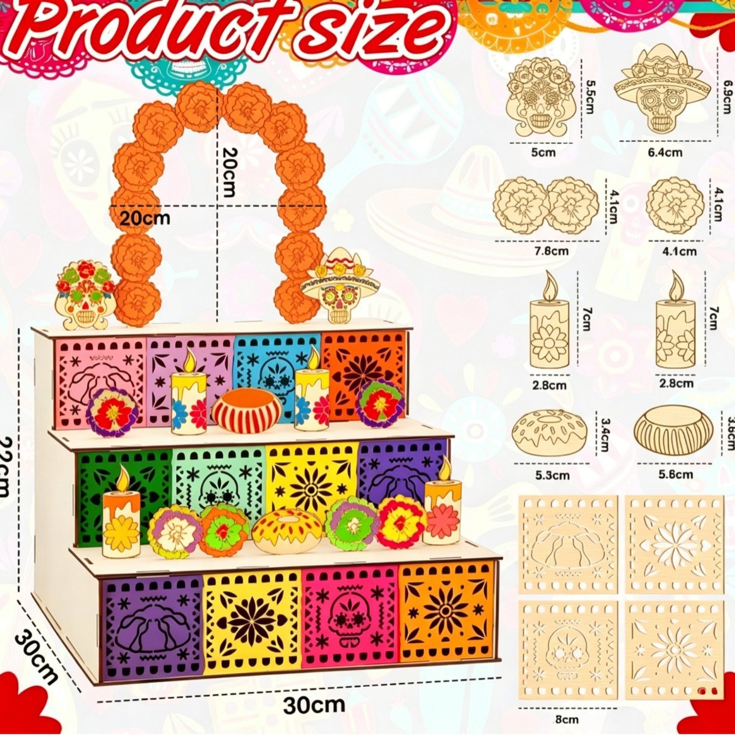 🎃🏵️Day of the Dead Wooden Altar Display Set