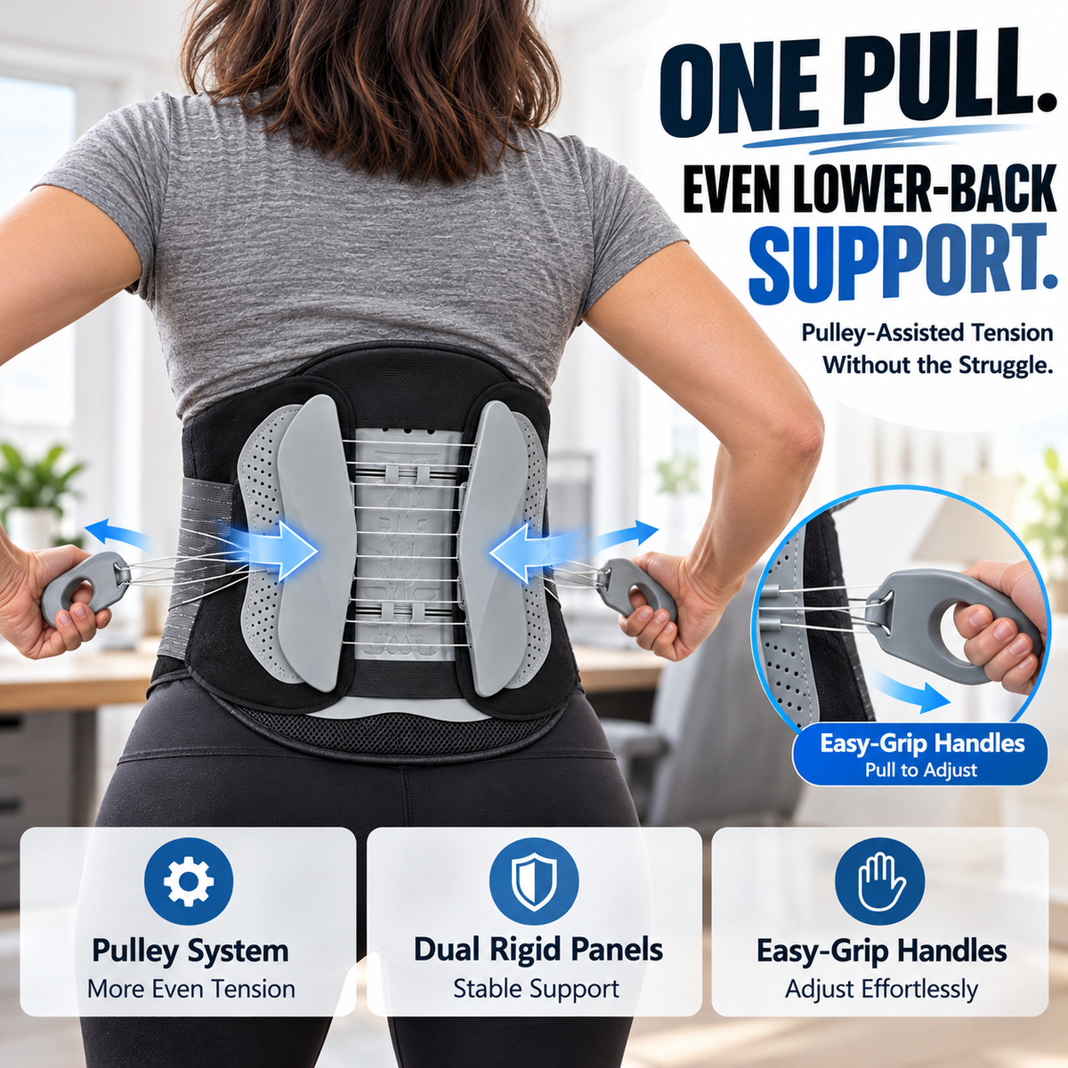🔥 LAST DAY 50% OFF🛡️ Pulley Lumbar Support Brace – Adjustable Lower Back Support with Dual Rigid Panels