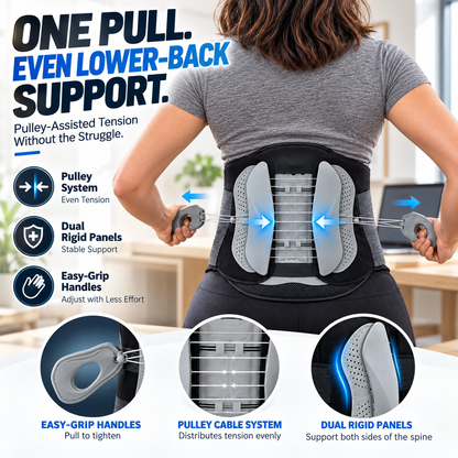 🔥 LAST DAY 50% OFF🛡️ Pulley Lumbar Support Brace – Adjustable Lower Back Support with Dual Rigid Panels