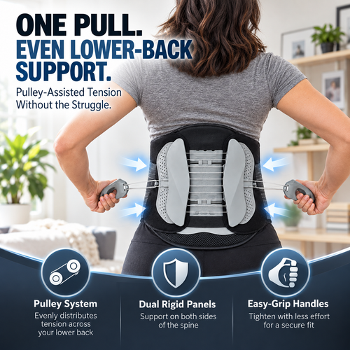 🔥 LAST DAY 50% OFF🛡️ Pulley Lumbar Support Brace – Adjustable Lower Back Support with Dual Rigid Panels