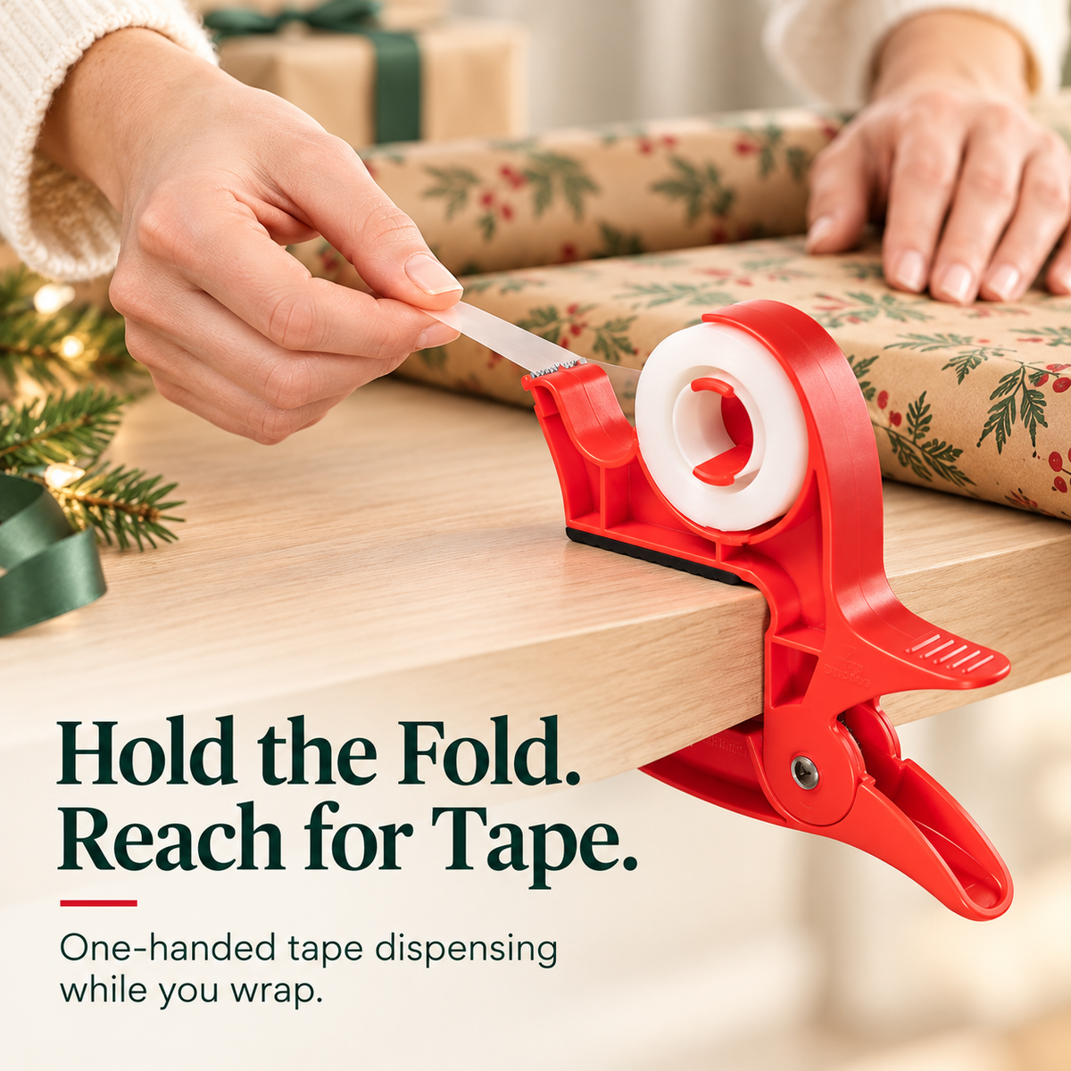 🔥🎄 Christmas Best Seller! 🎁 Gift-Wrapping Made Easy – Hands-Free Wrapping Paper Holder & Tape Dispenser ✨