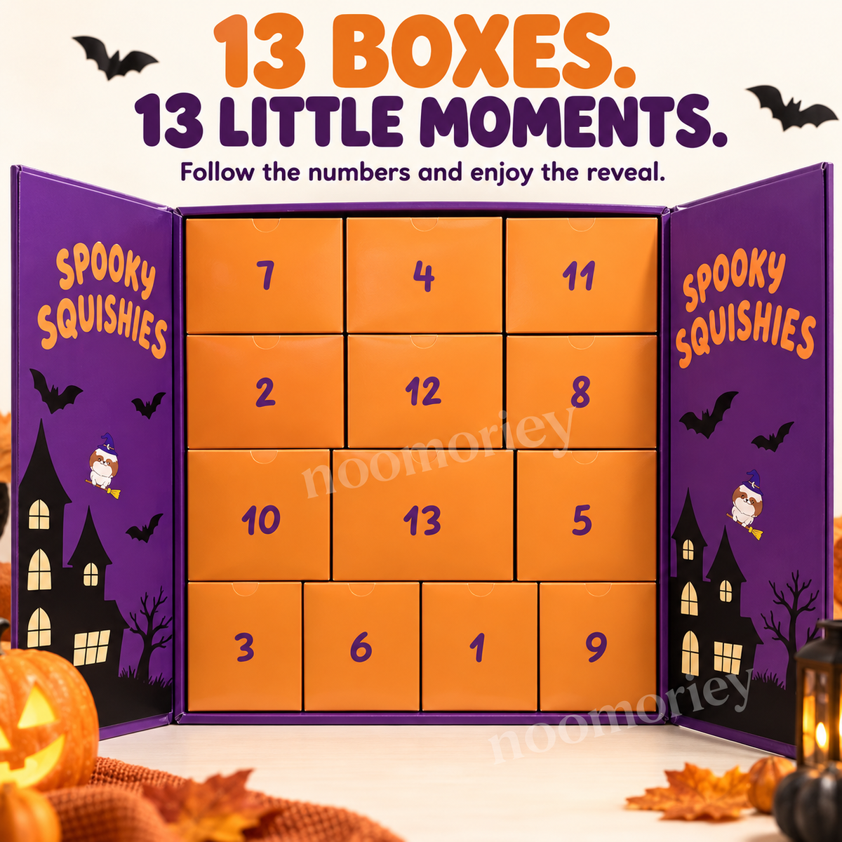 Halloween Squishy Advent Calendar, 13-Day Mystery Toy Countdown Box