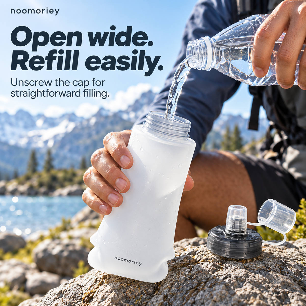 Collapsible Soft Water Bottle, Portable Squeeze Flask for Hiking, Running, Camping & Outdoor Sports