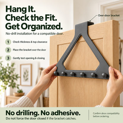 6-Hook Over-the-Door Organizer – No-Drill Space-Saving Hanging Rack ✨