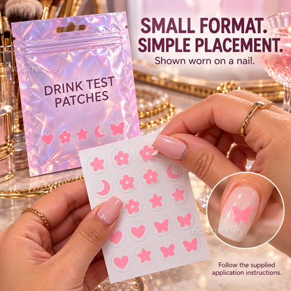 Cute Drink Test Patches, Nail Stickers for Party Safety Awareness