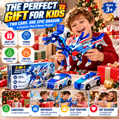 🚗2-in-1 Magnetic Transforming Dragon Car Toy – Racing Car Set！！！