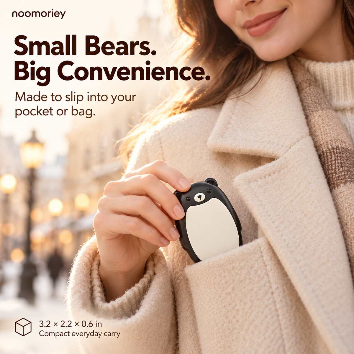 Cozy Bear Rechargeable Hand Warmers – 2-Pack Magnetic Design with 3 Heat Levels
