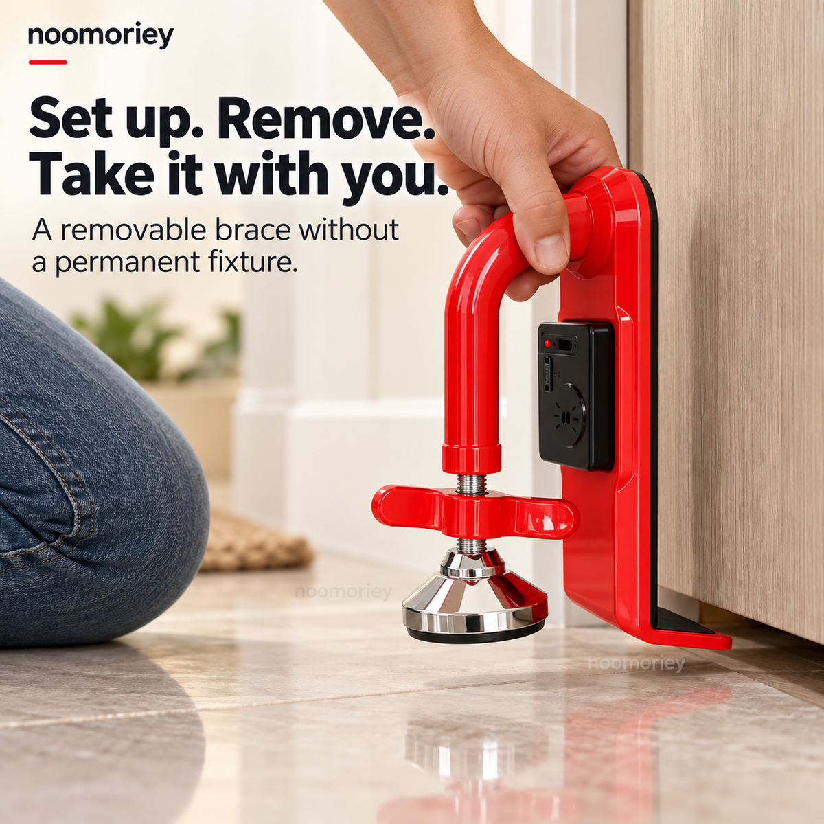 Portable Door Brace with Alarm – Adjustable, No-Drill Door Support for Home & Travel 🔒
