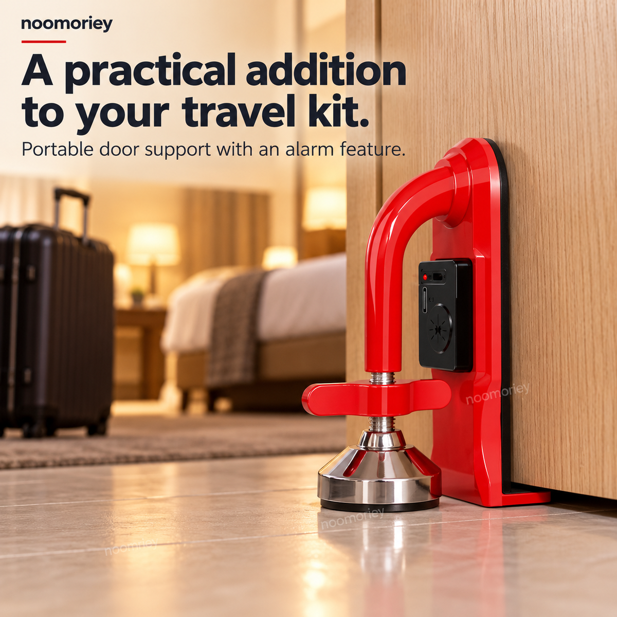 Portable Door Brace with Alarm – Adjustable, No-Drill Door Support for Home & Travel 🔒
