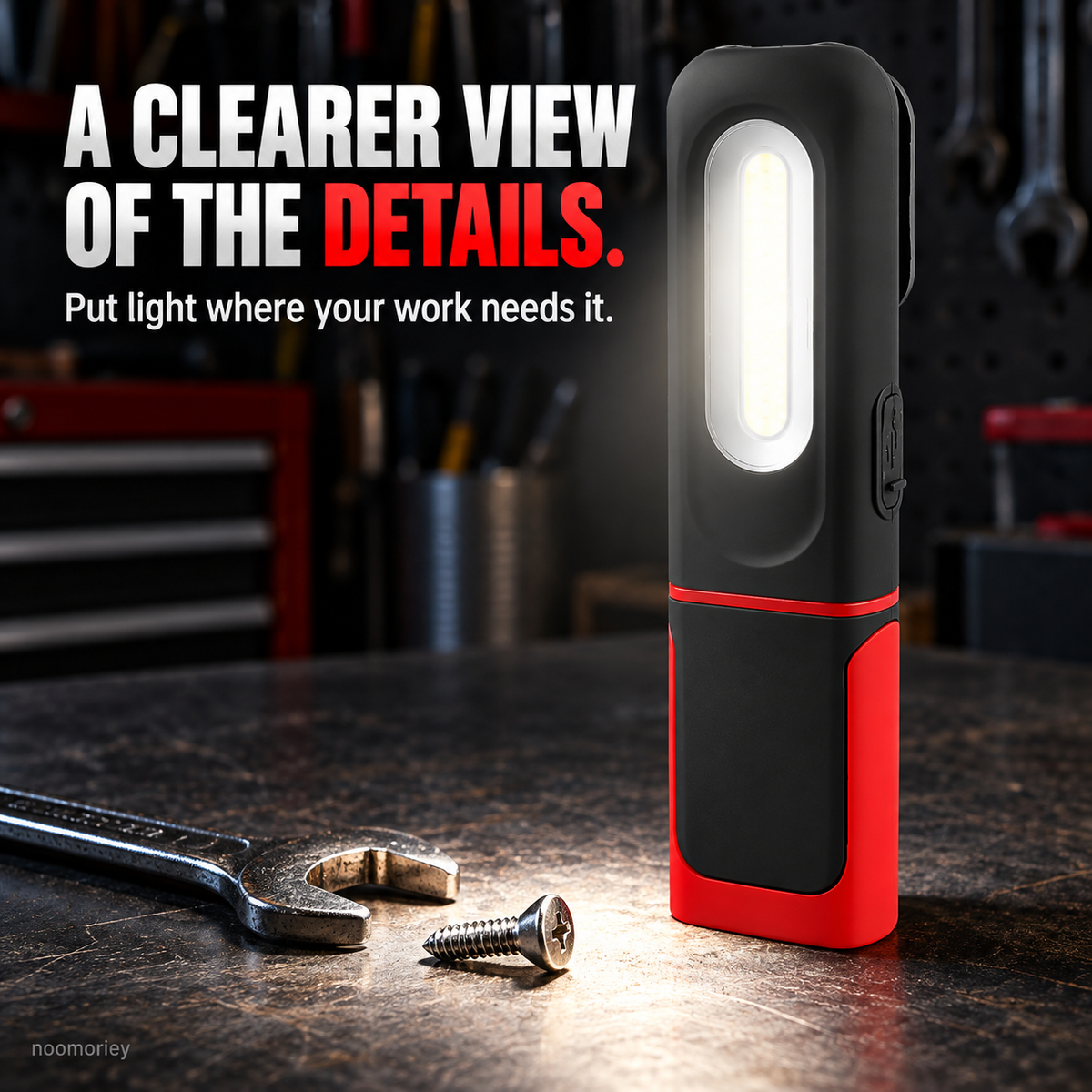 🔦 Rechargeable COB Work Light – USB-C Portable Inspection Lamp with Hanging Hook 🛠️