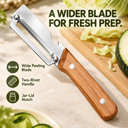 Stainless Steel Folding Vegetable Peeler with Wood-Grain Handle, Kitchen Fruit & Potato Peeler