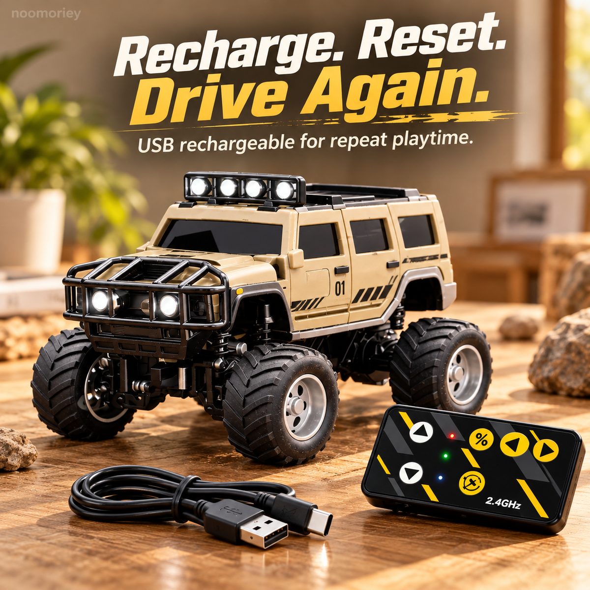 🚙 Mini RC Off-Road Truck – 2.4GHz Remote Control SUV with LED Lights, Spring Suspension & USB Rechargeable Battery 🎁