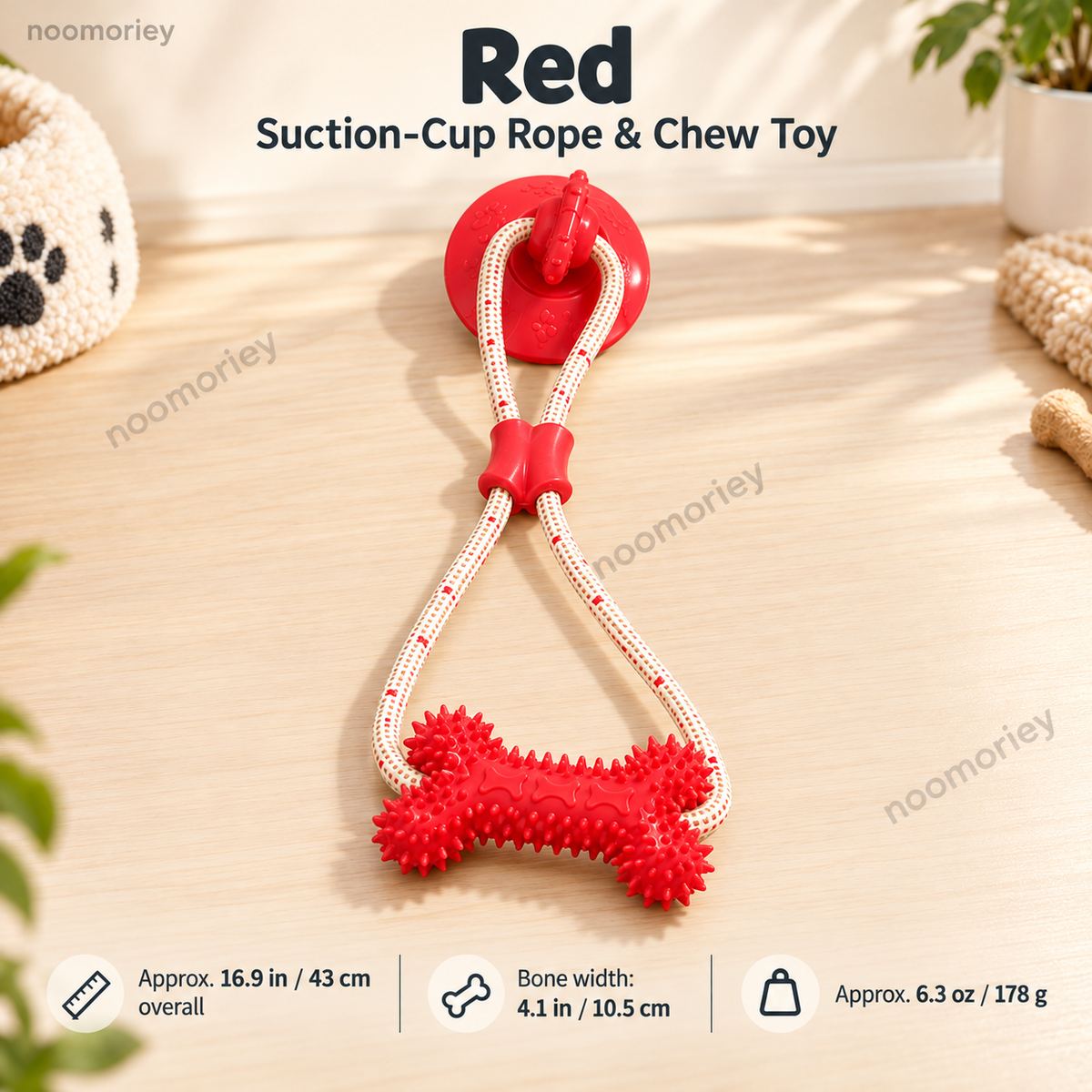 Interactive Suction Cup Dog Tug Toy – Braided Rope Chew Toy with Textured Bite Grip for Indoor Play