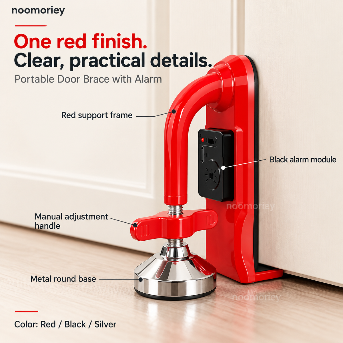 Portable Door Brace with Alarm – Adjustable, No-Drill Door Support for Home & Travel 🔒