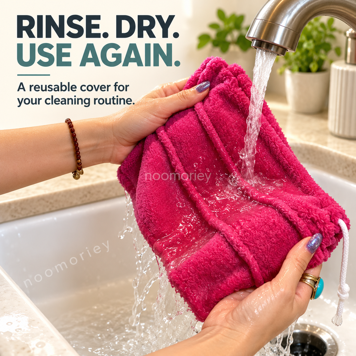 2 PCS Reusable Microfiber Mop Head Cover, Dust & Spill Cleaning Pad