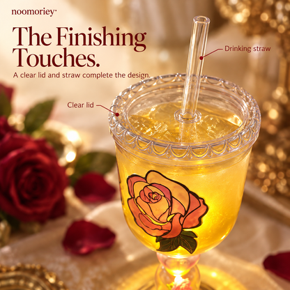 Light-Up Rose Goblet Cup with Straw, Aesthetic LED Flower Tumbler