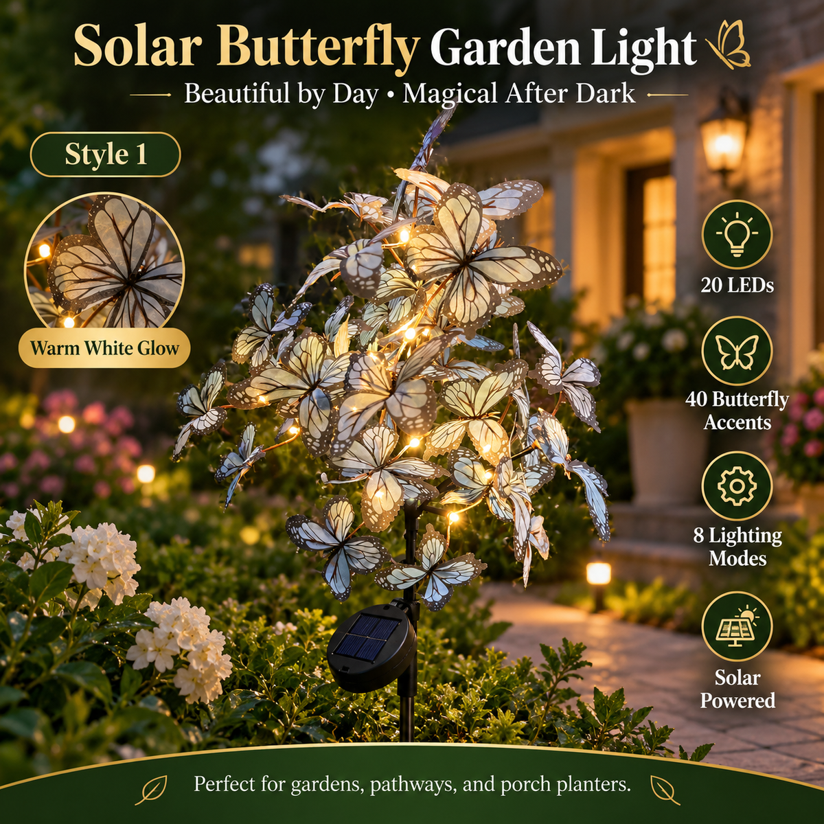 🦋✨ 50% OFF – Solar Butterfly Garden Lights | Beautiful by Day, Magical After Dark