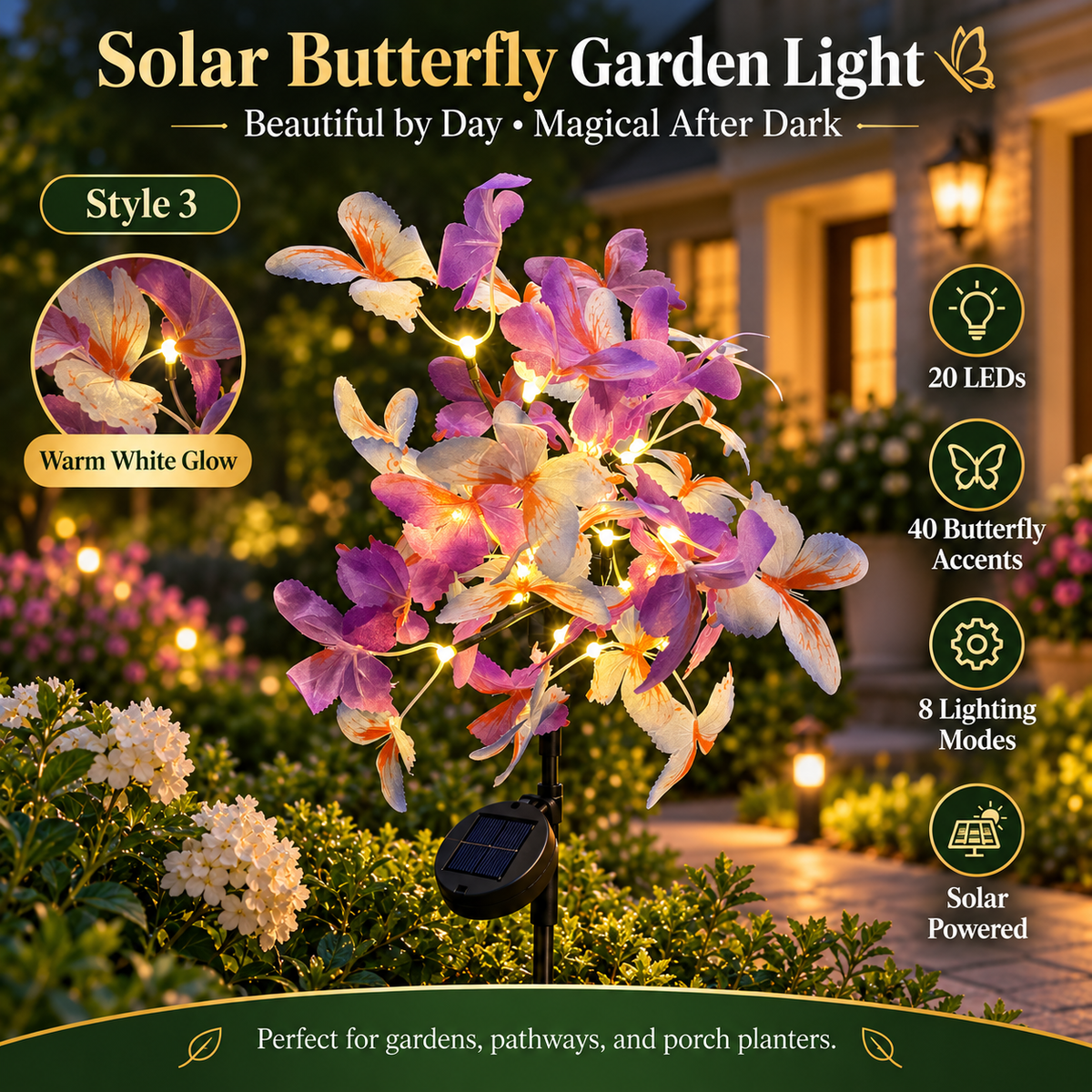 🦋✨ 50% OFF – Solar Butterfly Garden Lights | Beautiful by Day, Magical After Dark