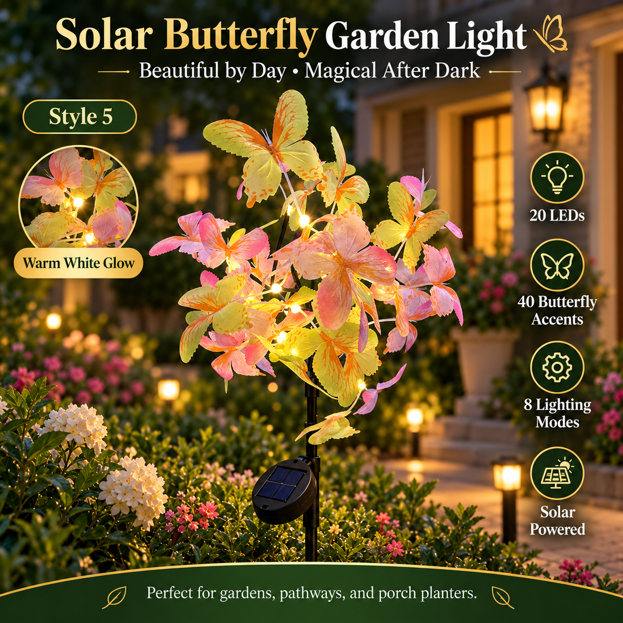 🦋✨ 50% OFF – Solar Butterfly Garden Lights | Beautiful by Day, Magical After Dark