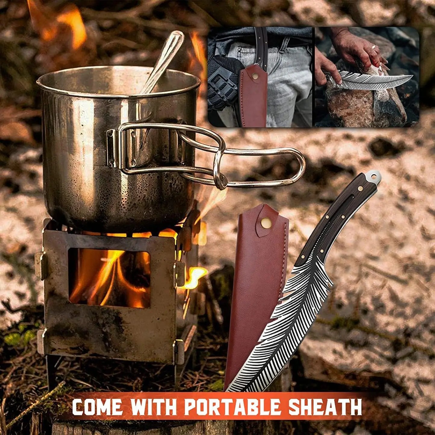 🔪Last Day 60% OFF🎁Viking Feather Knife with Sheath