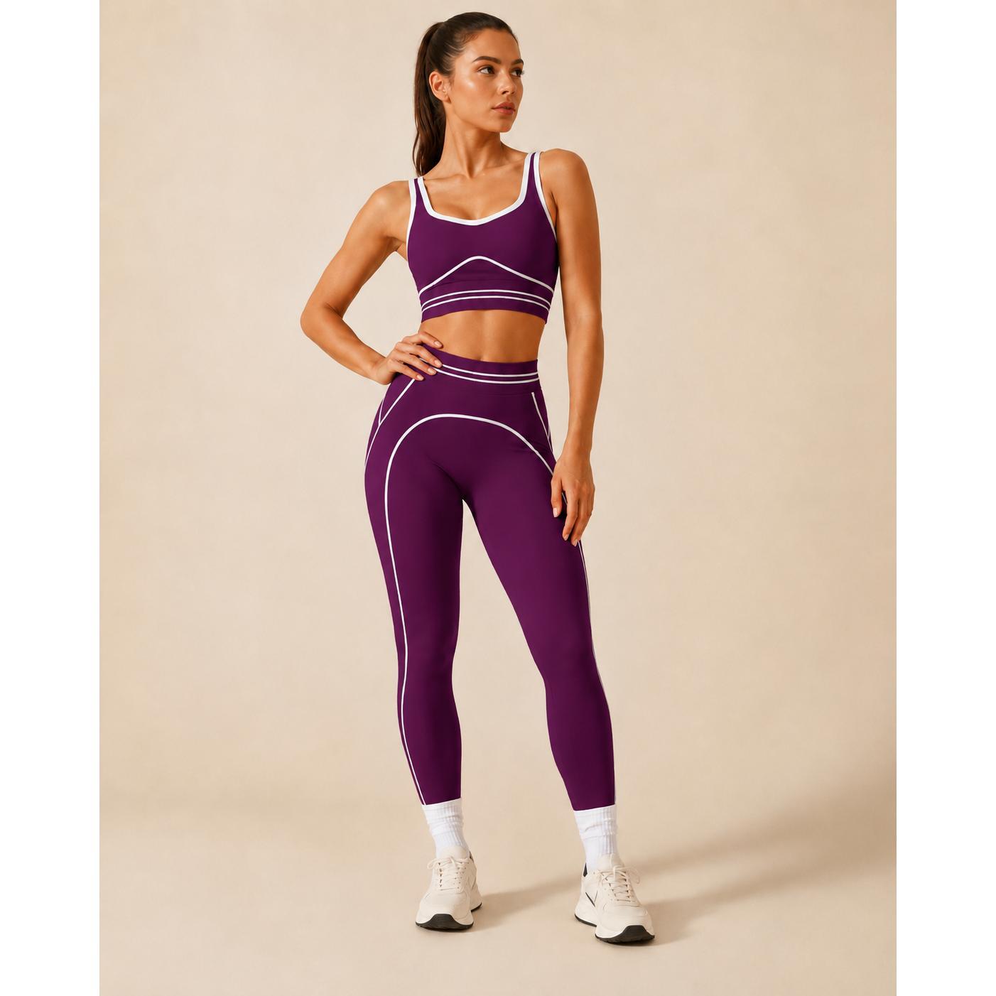 Women's Fashion Versatile High-Waisted Yoga Pants Set, Gym Training Workout Clothes, Outdoor Sports Tennis, Butt-Lifting Tight-Fitting.