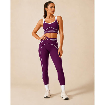 Women's Fashion Versatile High-Waisted Yoga Pants Set, Gym Training Workout Clothes, Outdoor Sports Tennis, Butt-Lifting Tight-Fitting.