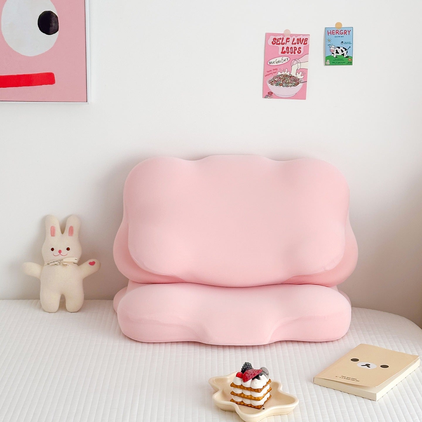 Cloud Shaped Memory Foam Pillow for Kids & Elderly, Ergonomic Cervical Pillow with Multi-Height Options, Soft Safe Pillow for Neck Pain Relief