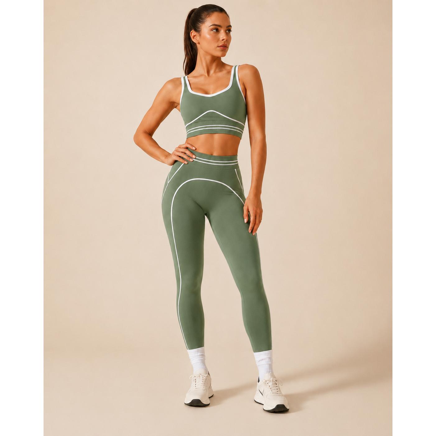 Women's Fashion Versatile High-Waisted Yoga Pants Set, Gym Training Workout Clothes, Outdoor Sports Tennis, Butt-Lifting Tight-Fitting.
