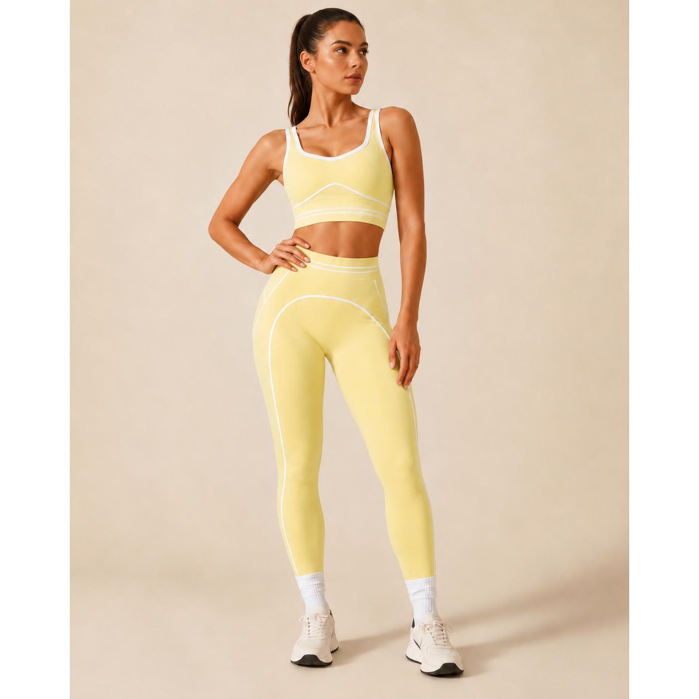 Women's Fashion Versatile High-Waisted Yoga Pants Set, Gym Training Workout Clothes, Outdoor Sports Tennis, Butt-Lifting Tight-Fitting.