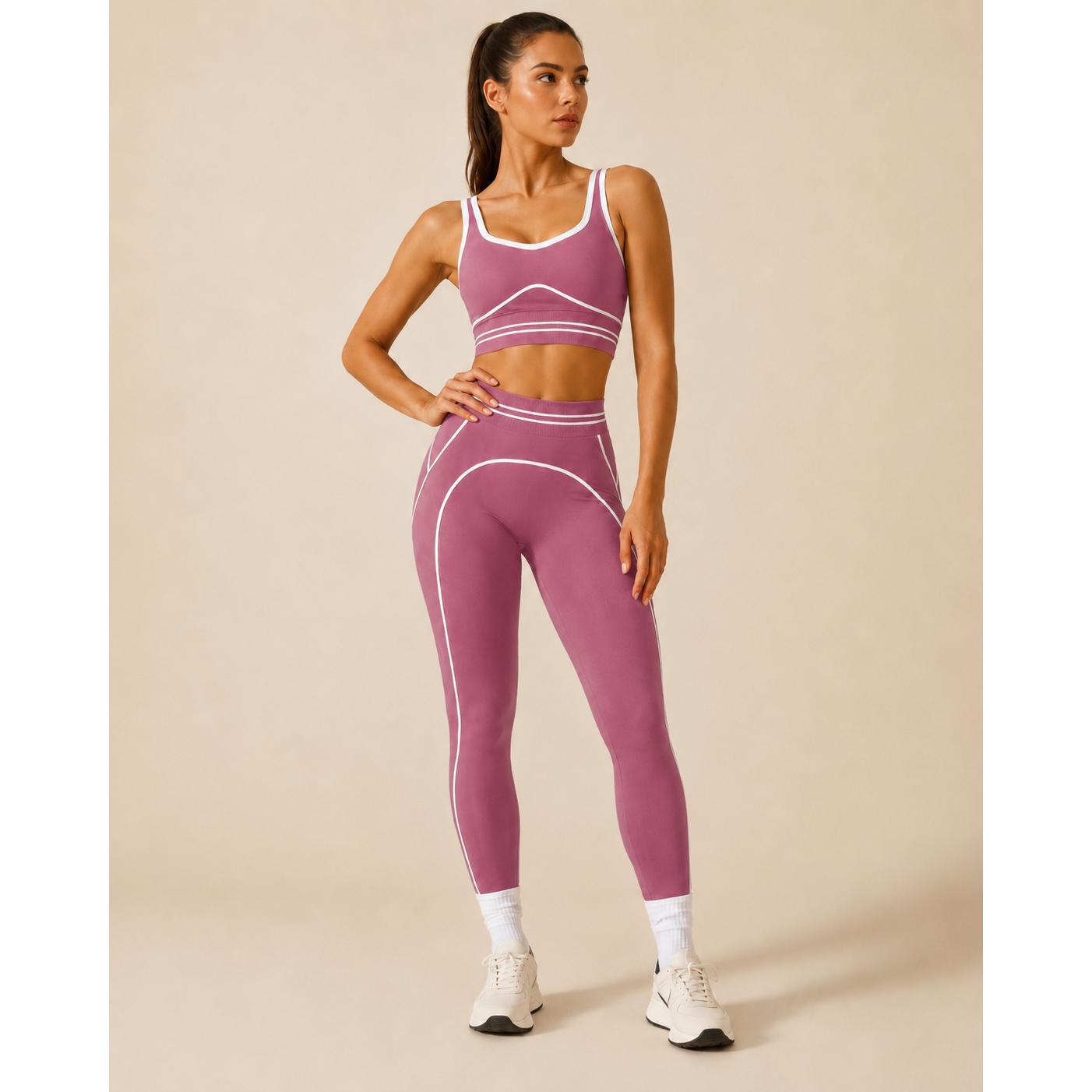 Women's Fashion Versatile High-Waisted Yoga Pants Set, Gym Training Workout Clothes, Outdoor Sports Tennis, Butt-Lifting Tight-Fitting.