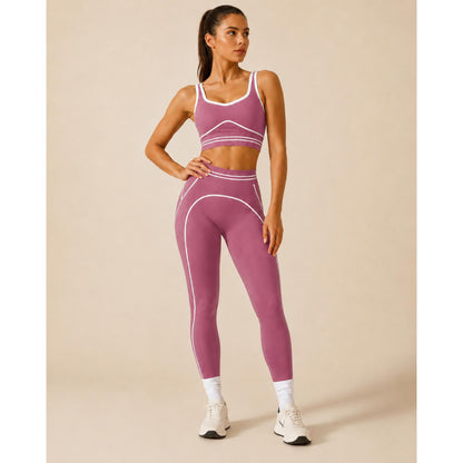 Women's Fashion Versatile High-Waisted Yoga Pants Set, Gym Training Workout Clothes, Outdoor Sports Tennis, Butt-Lifting Tight-Fitting.