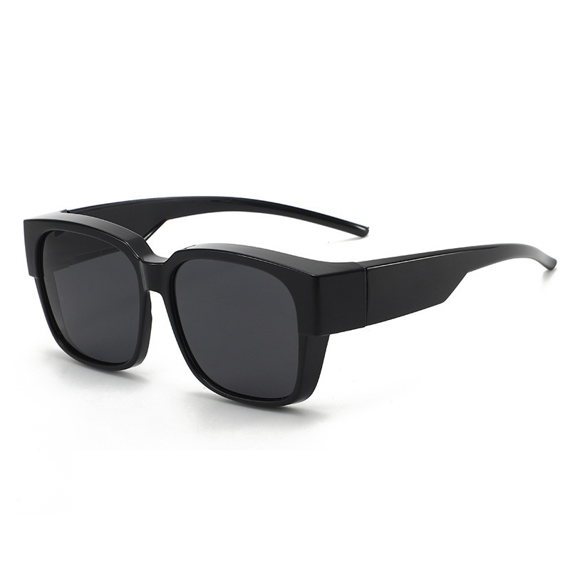 Polarized Fit Over Glasses Sunglasses for Women Men Trendy Square Wrap Around Shades UV400 Protection Lightweight & Durable