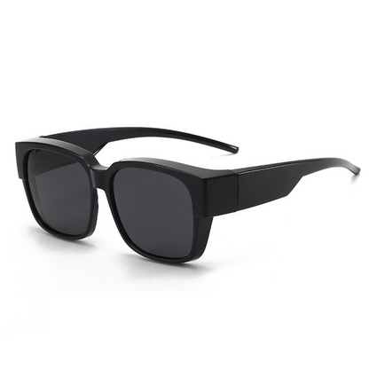 Polarized Fit Over Glasses Sunglasses for Women Men Trendy Square Wrap Around Shades UV400 Protection Lightweight & Durable