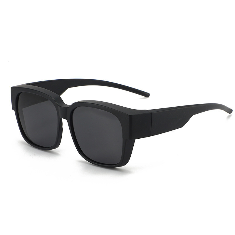 Polarized Fit Over Glasses Sunglasses for Women Men Trendy Square Wrap Around Shades UV400 Protection Lightweight & Durable