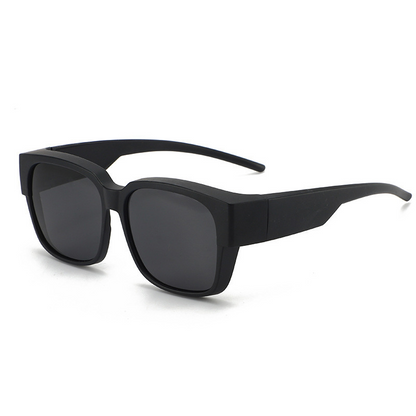 Polarized Fit Over Glasses Sunglasses for Women Men Trendy Square Wrap Around Shades UV400 Protection Lightweight & Durable