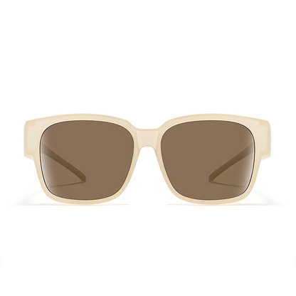 Polarized Fit Over Glasses Sunglasses for Women Men Trendy Square Wrap Around Shades UV400 Protection Lightweight & Durable