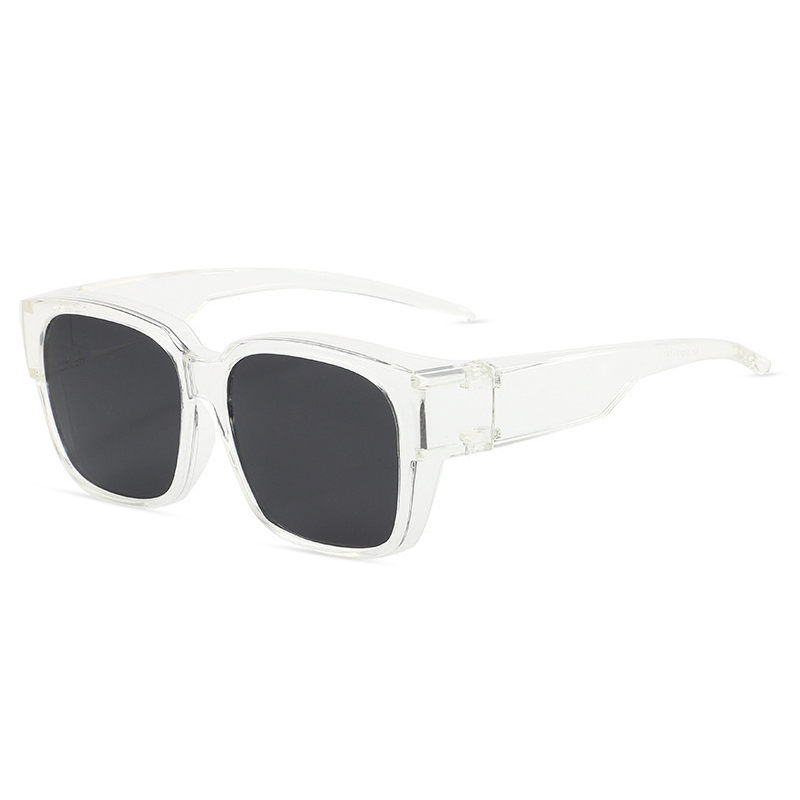 Polarized Fit Over Glasses Sunglasses for Women Men Trendy Square Wrap Around Shades UV400 Protection Lightweight & Durable