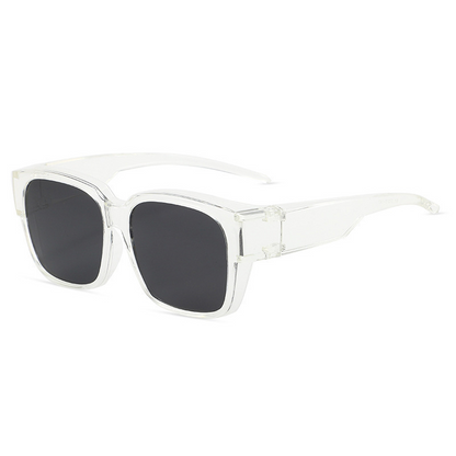 Polarized Fit Over Glasses Sunglasses for Women Men Trendy Square Wrap Around Shades UV400 Protection Lightweight & Durable
