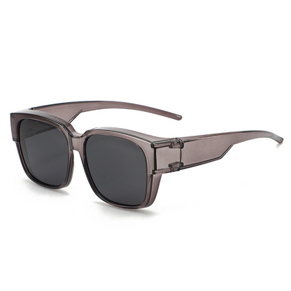 Polarized Fit Over Glasses Sunglasses for Women Men Trendy Square Wrap Around Shades UV400 Protection Lightweight & Durable