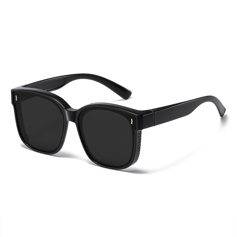 Polarized Fit Over Glasses Sunglasses for Women Men Trendy Square Wrap Around Shades UV400 Protection Lightweight & Durable