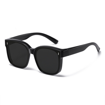 Polarized Fit Over Glasses Sunglasses for Women Men Trendy Square Wrap Around Shades UV400 Protection Lightweight & Durable