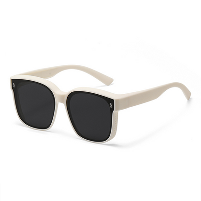 Polarized Fit Over Glasses Sunglasses for Women Men Trendy Square Wrap Around Shades UV400 Protection Lightweight & Durable