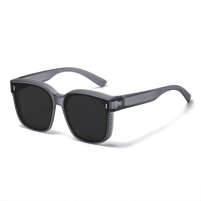 Polarized Fit Over Glasses Sunglasses for Women Men Trendy Square Wrap Around Shades UV400 Protection Lightweight & Durable