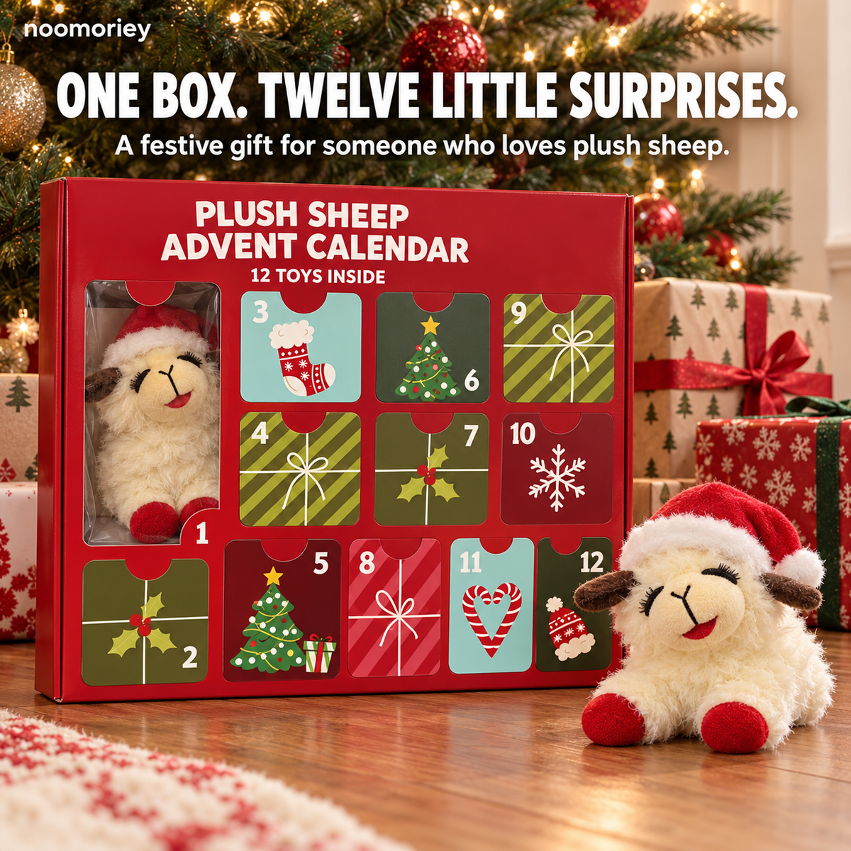 🎄🐑 Plush Sheep Advent Calendar – 12 Days of Christmas Surprises 🎁