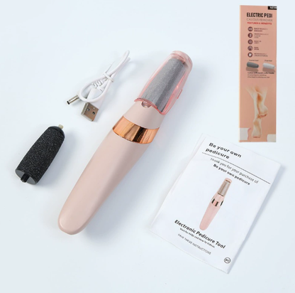 Electric Foot File – Rechargeable Callus Remover for Hard, Cracked Skin – at-Home Pedicure Kit for Smooth Feet (Men & Women) (Pink)